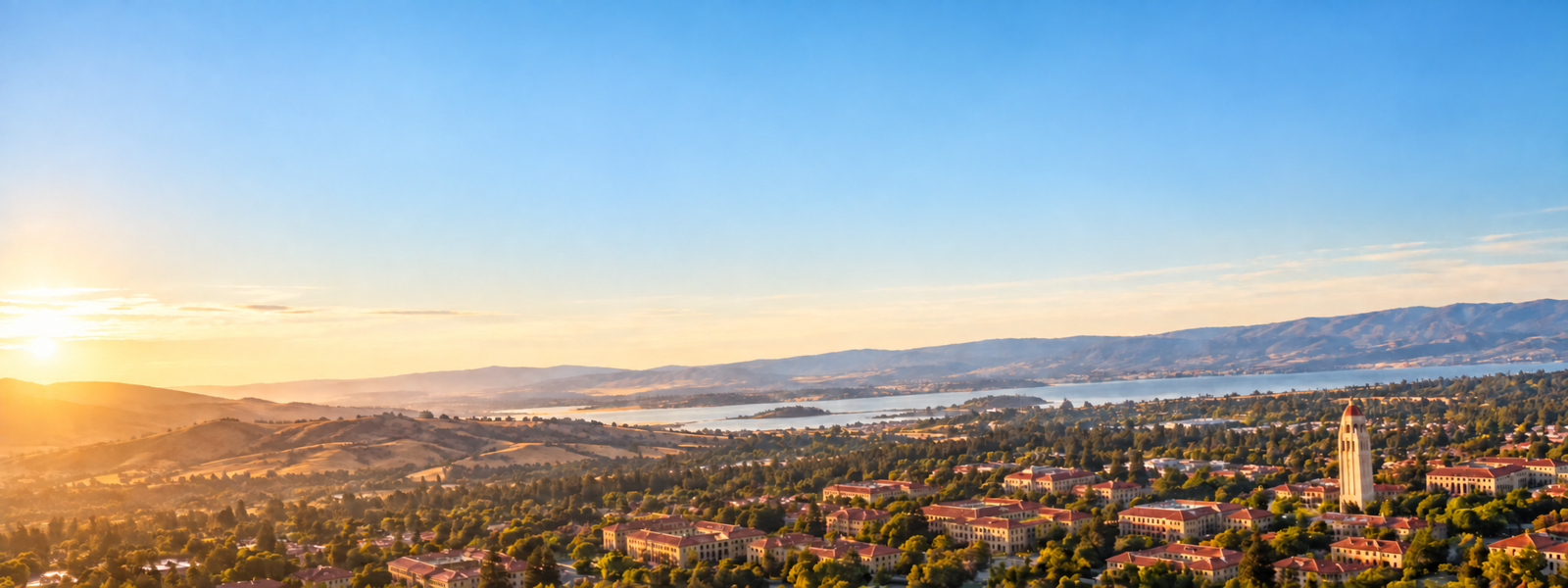 Illustrative view of Stanford campus at sunrise
